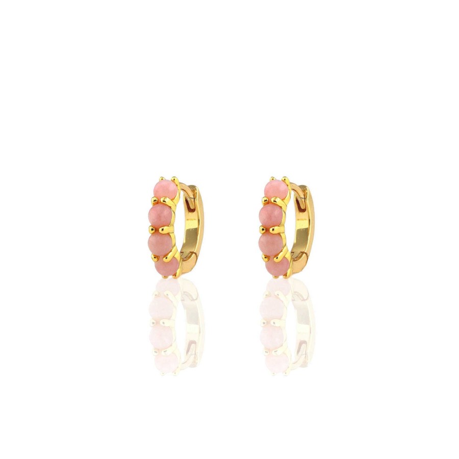 Earrings kris nations | Pink Opal Huggie Hoop Earrings