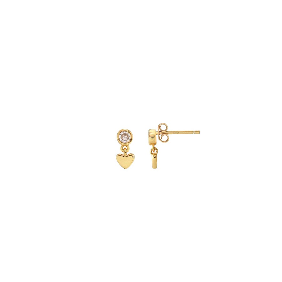 Earrings kris nations | Heart And Crystal Swing Stud Earrings