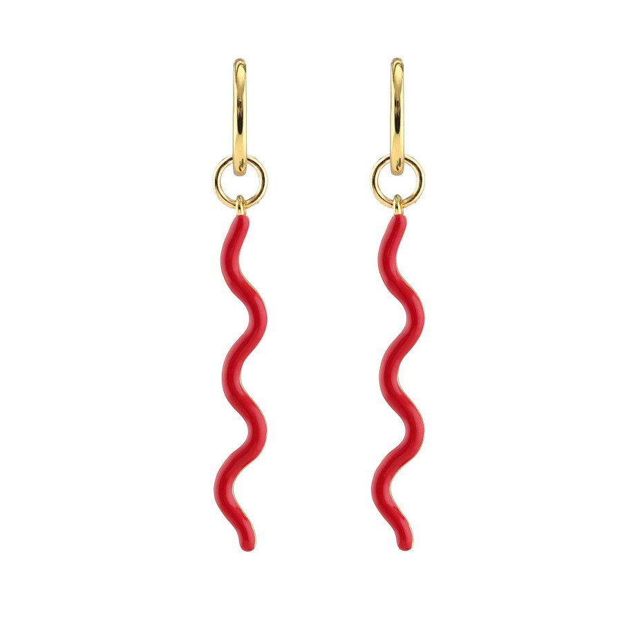 Earrings kris nations | Tall Squiggle Enamel Huggie Hoop Earrings