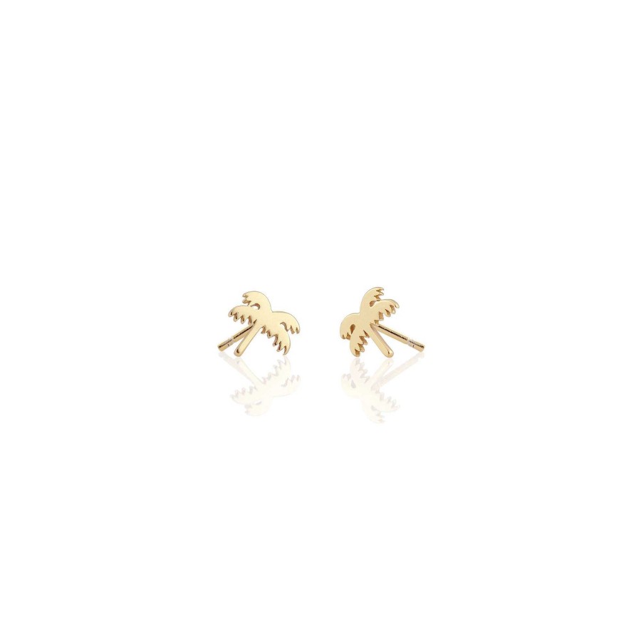 Earrings kris nations | Palm Tree Stud Earrings 18K Gold Vermeil