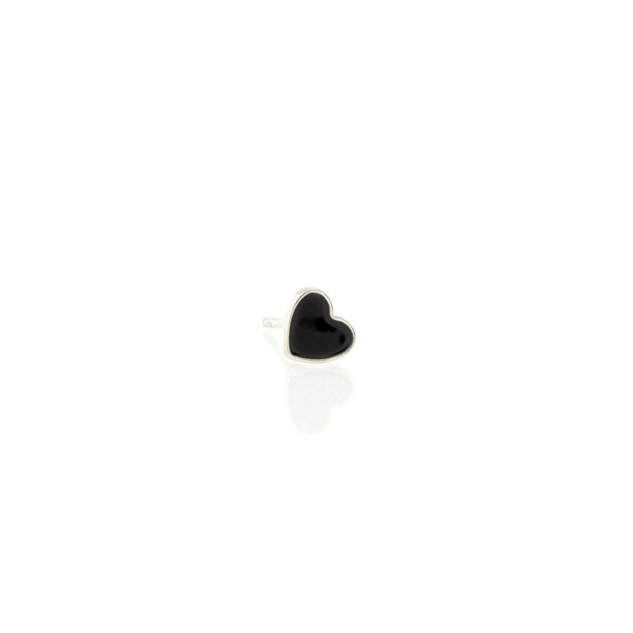 Earrings kris nations | Single Petite Heart Enamel Stud Earrings