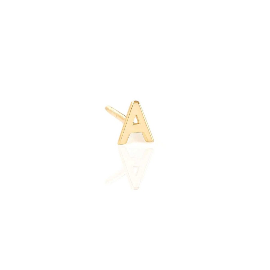 Earrings kris nations | Single Initial Letter Stud Earring