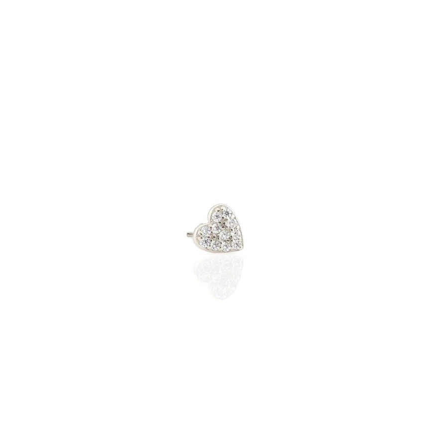 Earrings kris nations | Single Heart Crystal Stud Earring