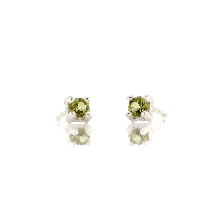 Earrings kris nations | Peridot Prong Set Gemstone Stud Earrings - August Birthstone