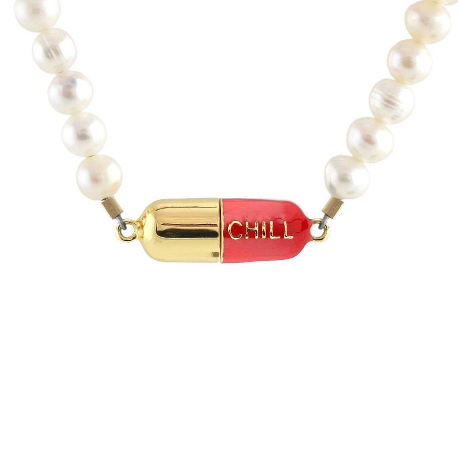 Necklaces kris nations | Big Chill Pill Pearl Necklace