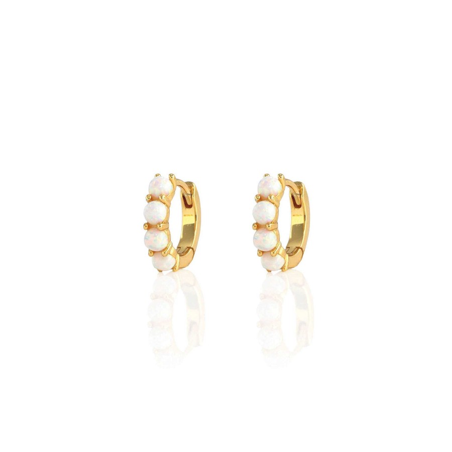 Earrings kris nations | Opal Huggie Hoop Earrings