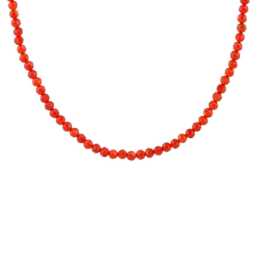 Necklaces kris nations | Petite Red Carnelian Gemstone Beaded Necklace