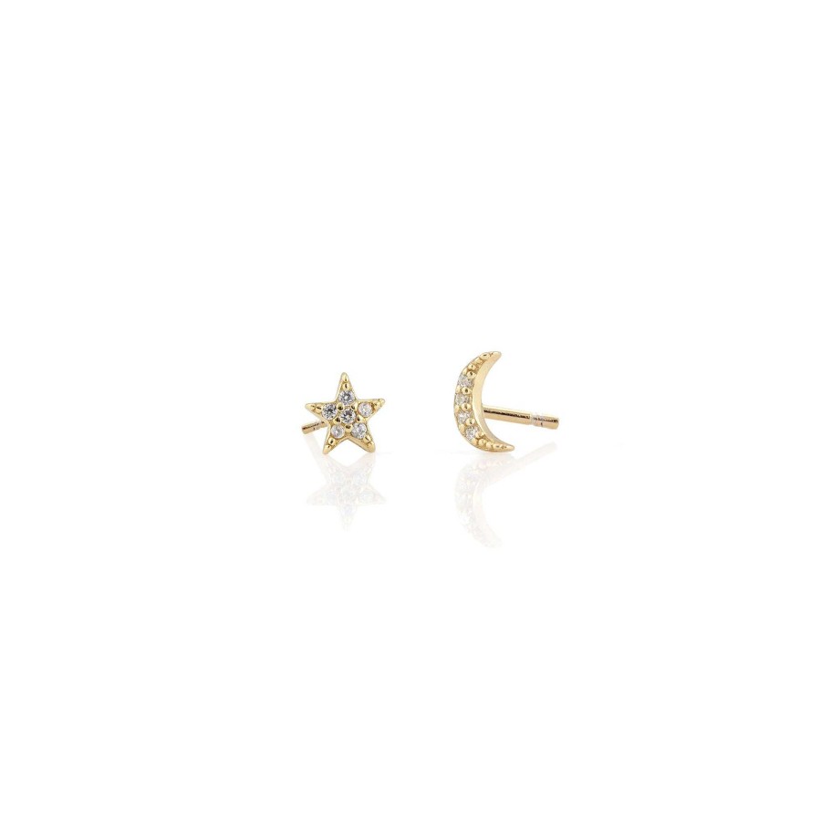 Earrings kris nations | Star And Moon Crystal Stud Earrings