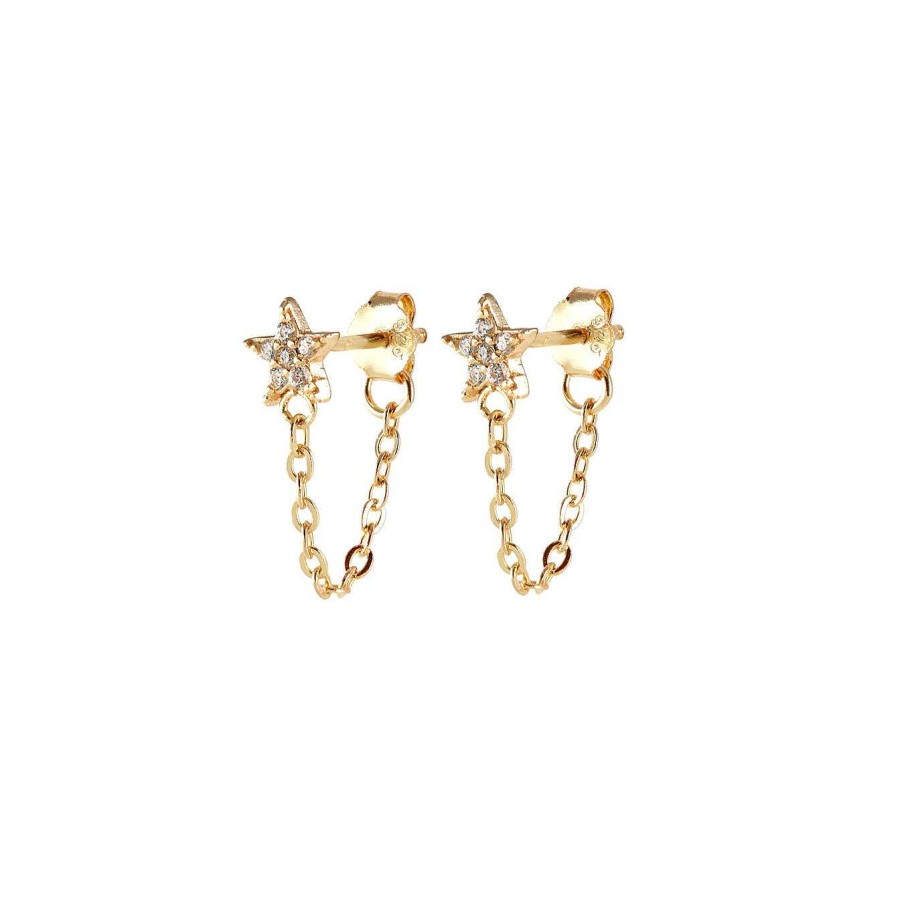 Earrings kris nations | Star Crystal Chain Stud Earrings