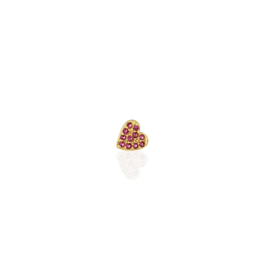 Earrings kris nations | Single Heart Ruby Stud Earrings