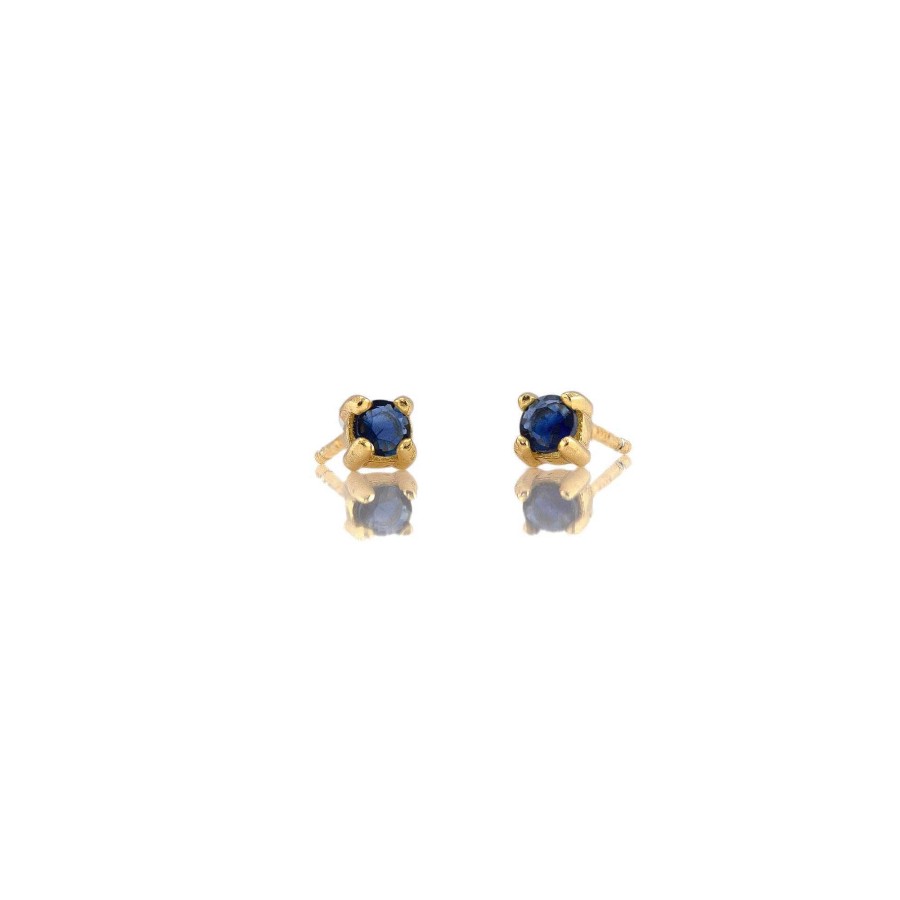 Earrings kris nations | Sapphire Prong Set Gemstone Stud Earrings-September Birthstone