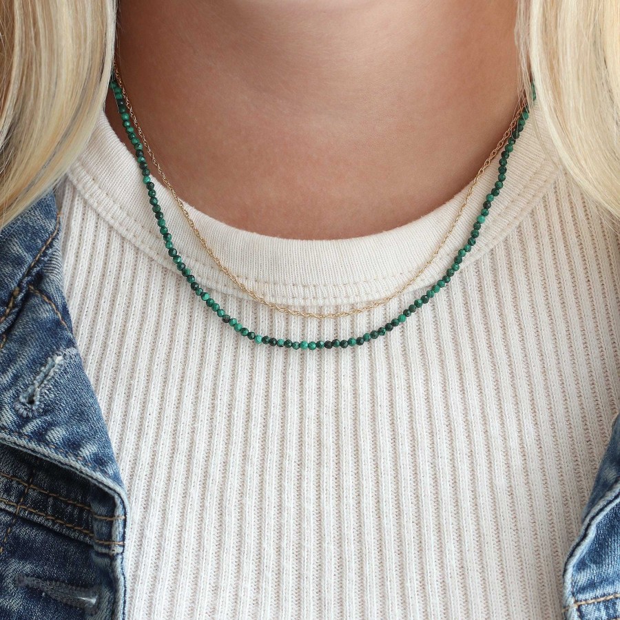 Necklaces kris nations | Petite Malachite Gemstone Beaded Necklace