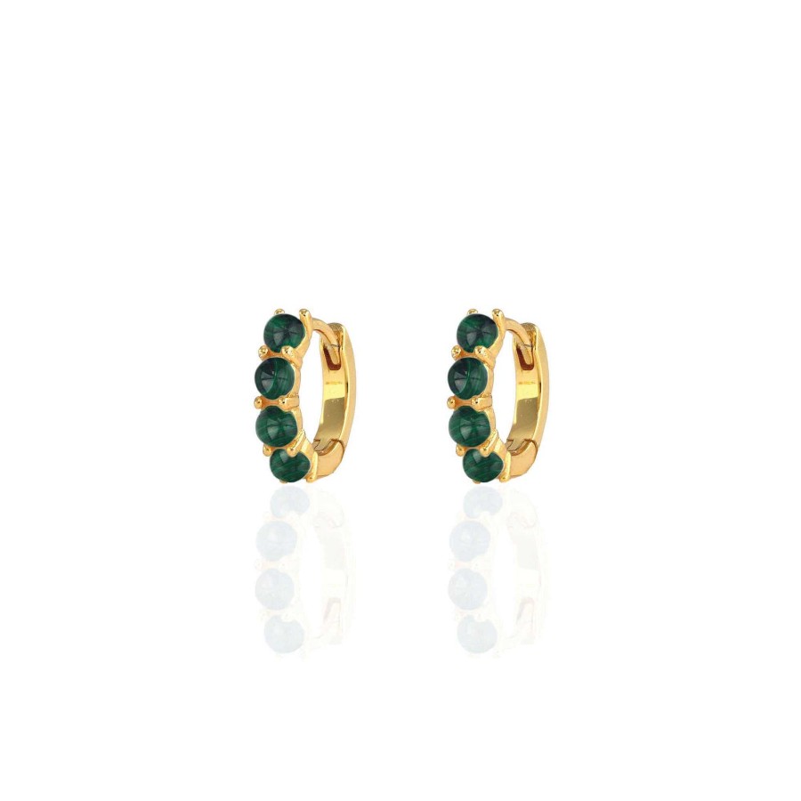 Earrings kris nations | Malachite Huggie Hoop Earrings