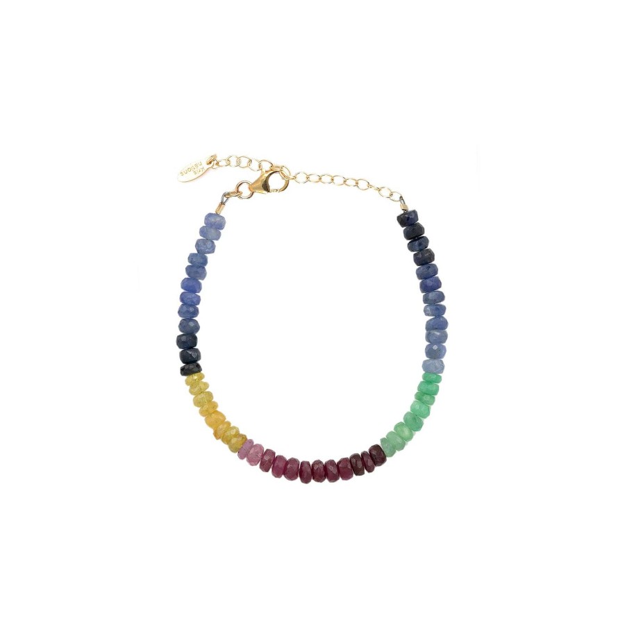 Bracelets kris nations | Ruby, Emerald & Sapphire Faceted Color Block Beaded Bracelet