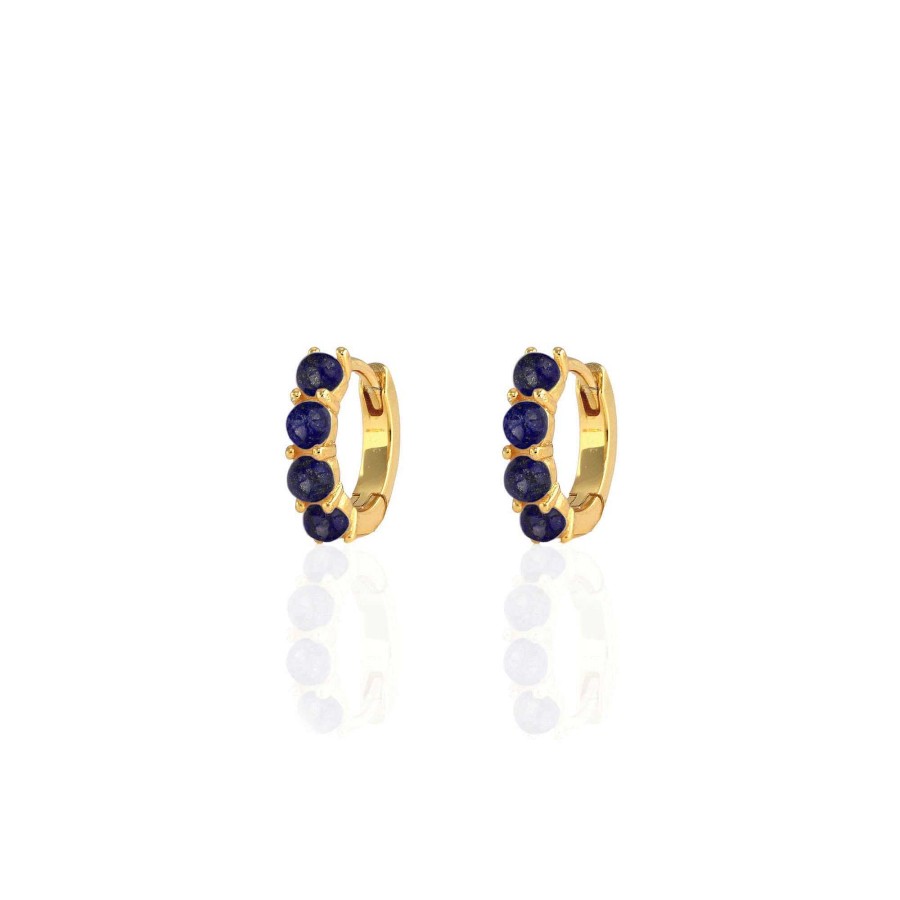 Earrings kris nations | Blue Lapis Huggie Hoop Earrings