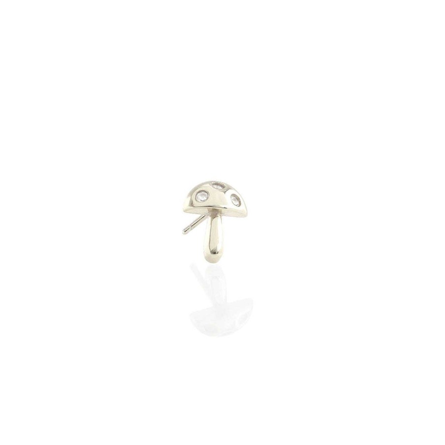 Earrings kris nations | Single Mushroom Crystal Stud Earring Sterling Silver