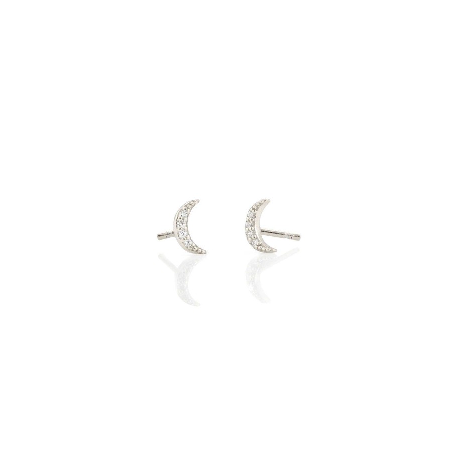 Earrings kris nations | Crescent Moon Crystal Stud Earrings