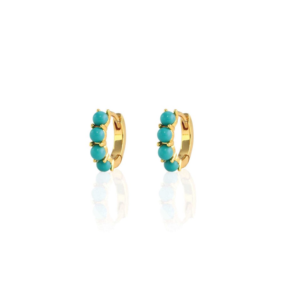 Earrings kris nations | Turquoise Huggie Hoop Earrings