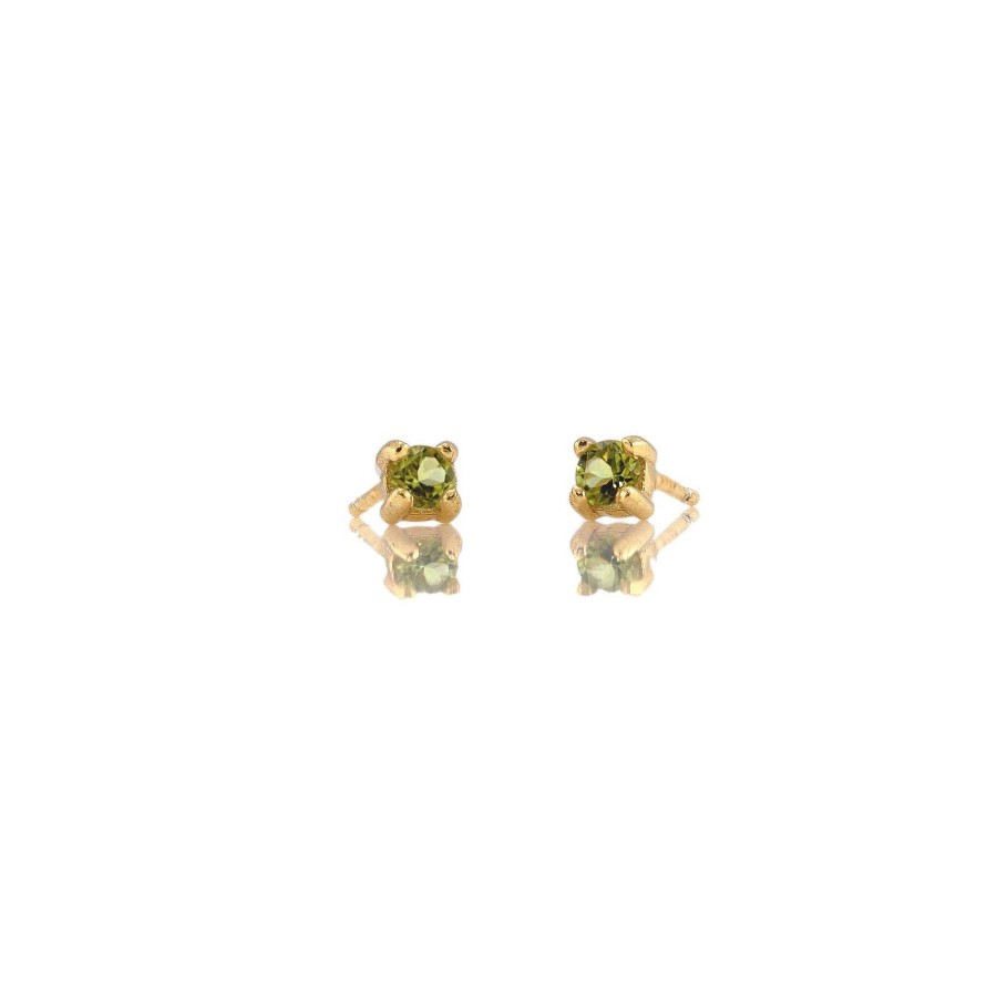 Earrings kris nations | Peridot Prong Set Gemstone Stud Earrings - August Birthstone