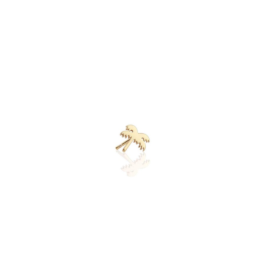 Earrings kris nations | Single Palm Tree Stud Earring 18K Gold Vermeil