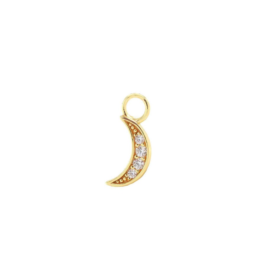 Earrings kris nations | Crescent Moon Crystal Hoop Earring Charm