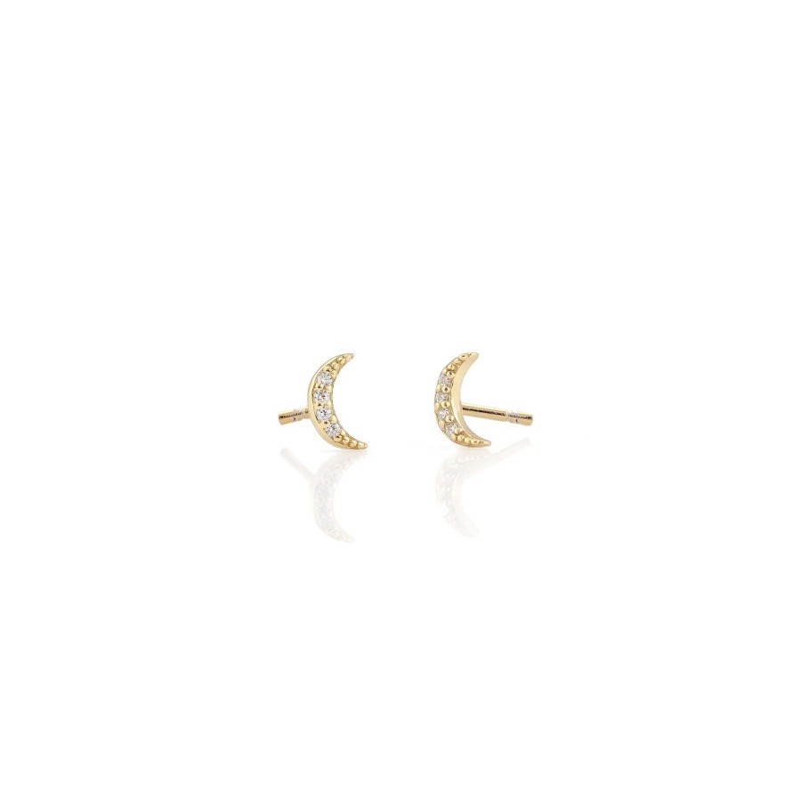 Earrings kris nations | Crescent Moon Crystal Stud Earrings