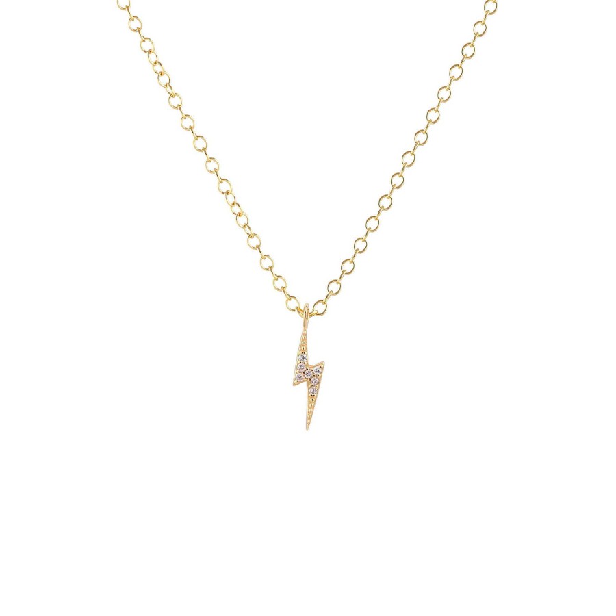 Necklaces kris nations | Lightning Bolt Crystal Charm Necklace