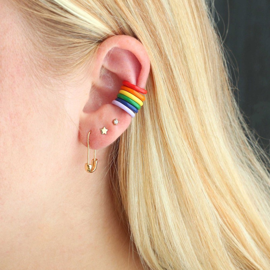 Earrings kris nations | Palette Enamel Ear Cuffs - Rainbow Set