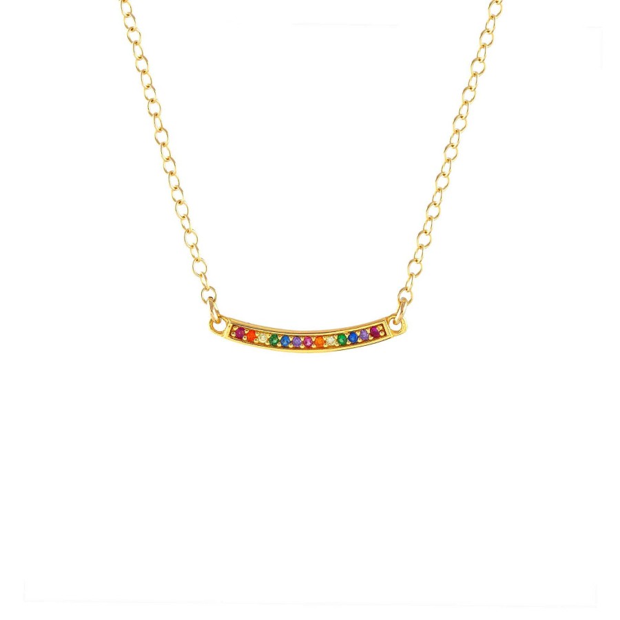 Necklaces kris nations | Bar Rainbow Crystal Charm Necklace