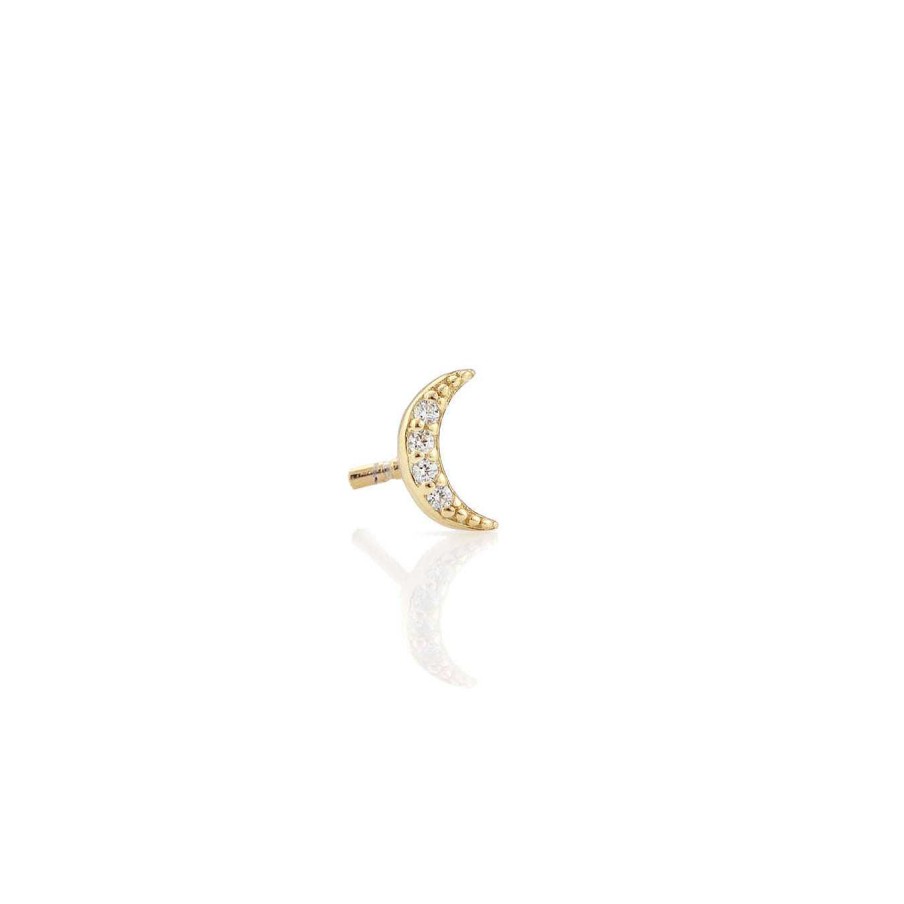 Earrings kris nations | Single Crescent Moon Crystal Stud Earring