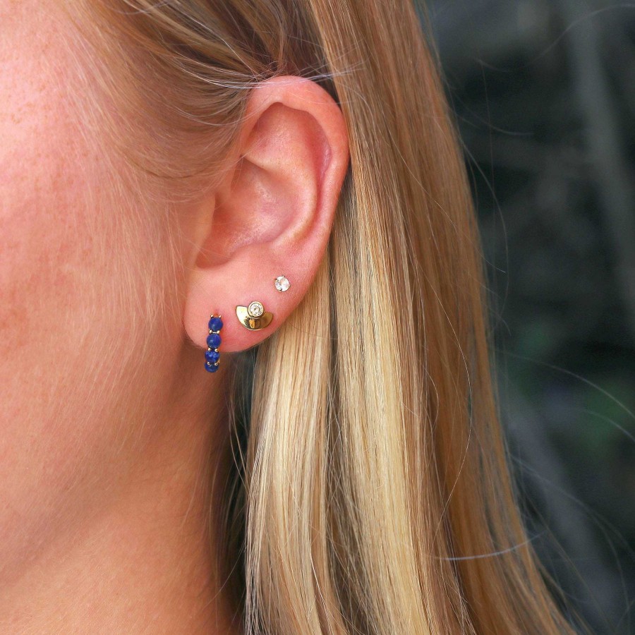 Earrings kris nations | Blue Lapis Huggie Hoop Earrings